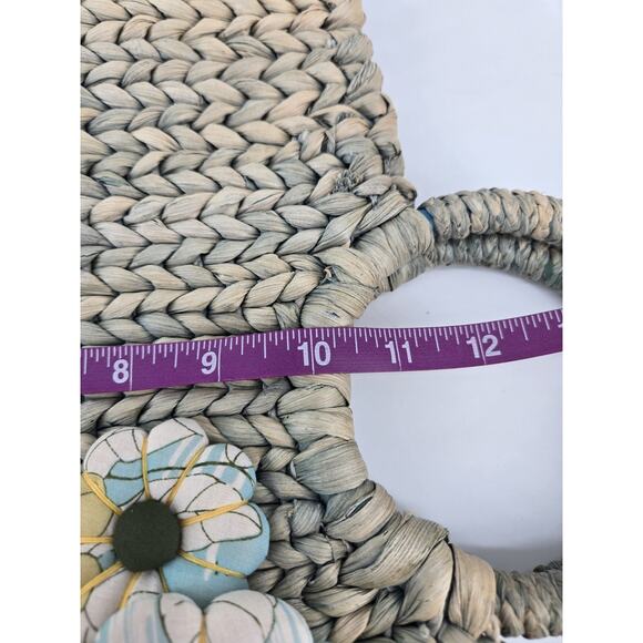 Coastal Cottage Woven Straw Flower Embellished Handbag Purse Ann Taylor - Picture 8 of 11